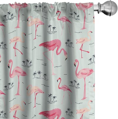 ABAKUHAUS Flamingo gordijnpanelen – 2x75x175 cm – Microvezel, halfverduisterend, digitaal bedrukt