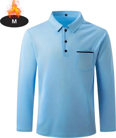 Livano Poloshirt Heren - T-Shirt Heren - Shirt - Overhemd - Polo Shirt Lange Mouwen - Hemelsblauw - M