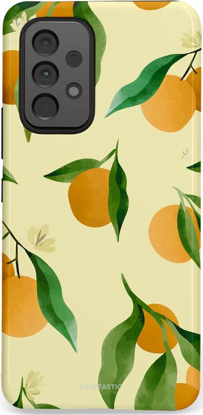 Casetastic Hoesje Geschikt voor Samsung A53 - Stijlvolle Beschermende Duo-layer Case - Bladrijke Sinaasappel