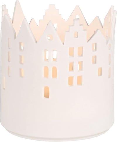 Stadslicht marktplaats uit porselein ongeglazuurd in de kleur wit, afmetingen: 11 x 10 cm, 90341