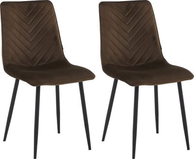 Colenis® - Senny Eetkamerstoel - Set Van 2 - Bruin - Fluweel - Industrieel - Eetkamerstoelen