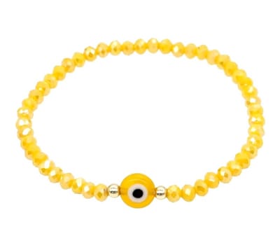 Geluksarmband - geluksbrenger - boze oog - evil eye - kabbalah - nazar - kralen geel
