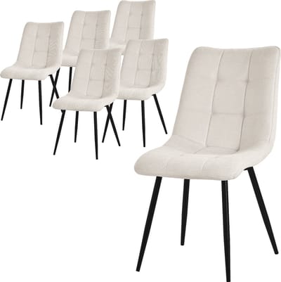 Eetkamerstoelen set van 6 Beige keukenstoel met polyester hoes en stalen poten ML-Design