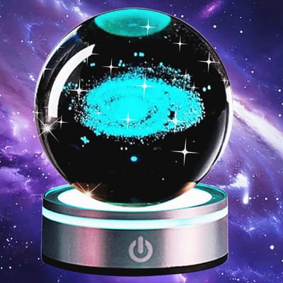 3D Kristallen Bol met LED Basis - Educatieve Nachtlamp voor Astronomie en Decoratie