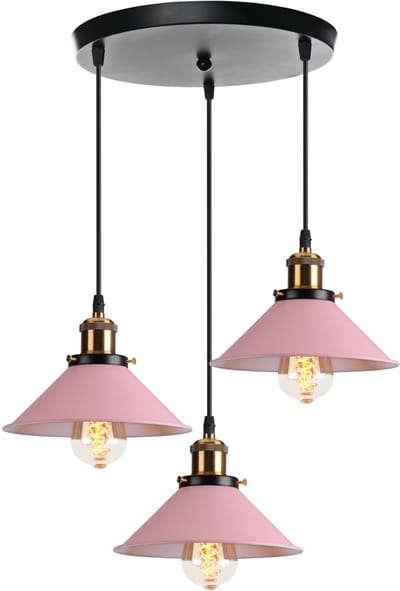 Hanglamp Modern Kroonluchter Industriële 3 Licht Plafondlamp voor Keuken Slaapkamer Woonkamer Roze