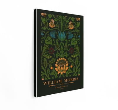Artaza Canvas Schilderij Bloemen William Morris - 90x120 cm - Wanddecoratie Vintage - Muurdecoratie Bloemen - Decoratie Groen Woonkamer