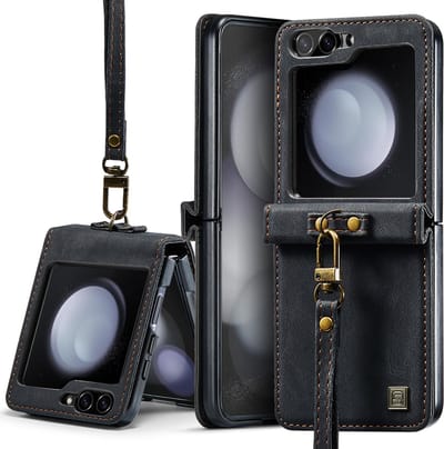Luxe Flip Case met Polskoord voor Samsung Galaxy Z Flip 5 _ Zwart