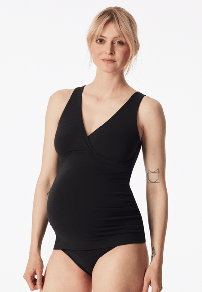 Topje voor zwangerschap met spaghettibandjes, zwart - Unique Maternity 36