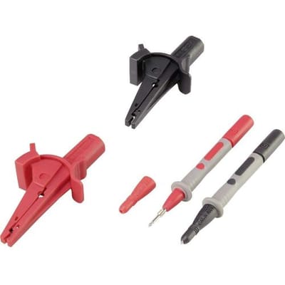VOLTCRAFT MSS-103 VC-8097030 Krokodillenklemmenset Bus 4 mm CAT III 1000 V, CAT IV 600 V Zwart, Rood 1 set(s)