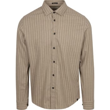 Dstrezzed Overhemd Anthony Streep Beige - Maat XXL - Heren - Overhemden Casual