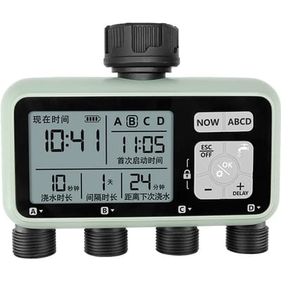 4-Zones Water Timer Programmeerbaar Tuinslang Irrigatiesysteem Regenvertraging Kinderbeveiliging Handmatige Modus Sproeier Timer voor