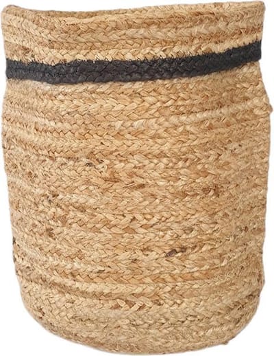 Mand 2 stuks Medium Naturel/Zwart Plantenmand/Opberger hoogte 40cm Speelgoedmand
