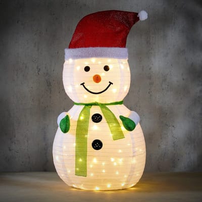 Luca Lighting Kerstverlichting Snowman - 66x66x120 cm - Plantaardige vezel - Klassiek Wit