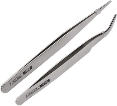 Precisie Pincetten - Kralen Tool - Sieraden Maken - Roestvrij Staal - 2 Stuks - Zilver