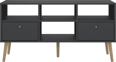 Bodo TV-meubel 2 lades, 4 planken matgrijs.