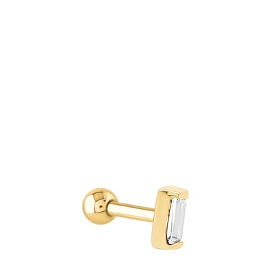 Lucardi Dames Helixpiercing gold baguette zirkonia - Piercing - Cadeau - Staal - Goudkleurig