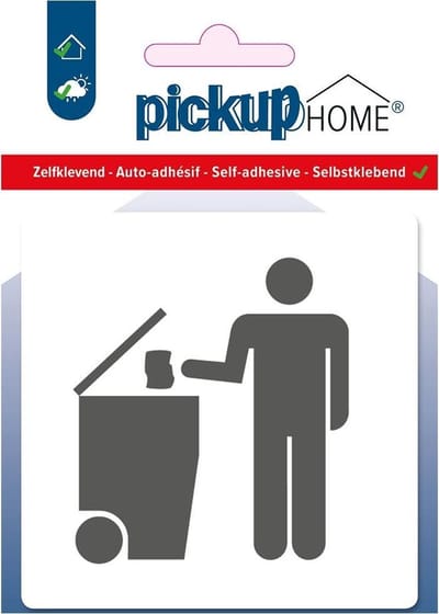 Pickup afvalbak wit - 90x90 mm Pictogram Route Acryl
