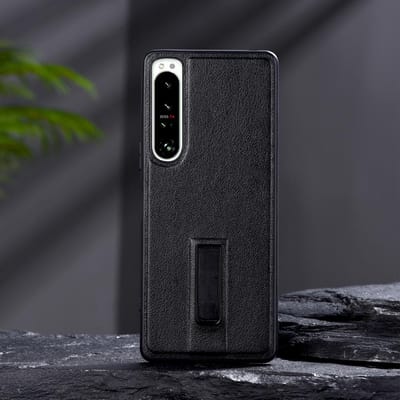 Metalen standaardhoesje voor Sony Xperia 1 5 10 III 5 II 10 IV Effen PU-leer Schokbestendige hoes voor Xperia 1 IV 5 IV XQ-CT54 For Xperia 5 IV black