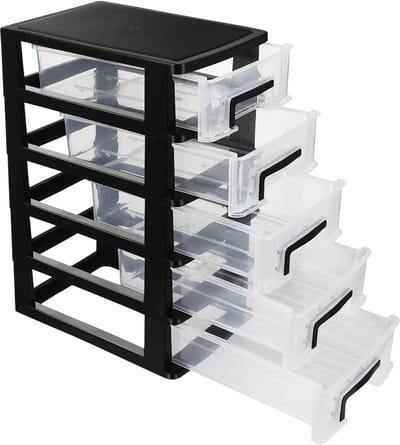 5-Lades Desktop Organizer voor Make-up en Kantoorbenodigdheden - Doorzichtig en Compact met Ruimte voor Accessoires en Kantoorartikelen