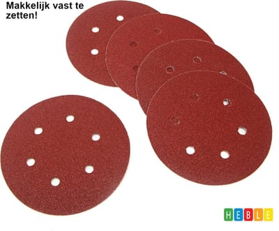 20x 180mm K80 Schuurschijf met Klittenband & Gaten -van Heble®