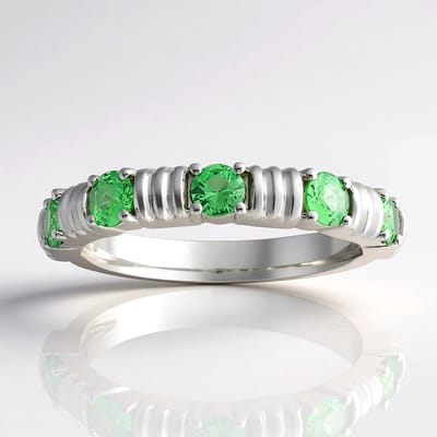 Cavill - Zilveren Ring Gerhodineerd - AAA Keniaanse Tsavoriet 0,468 ct - Rond Slijpsel - Elegante Groene Edelstenen - Dames Sieraad