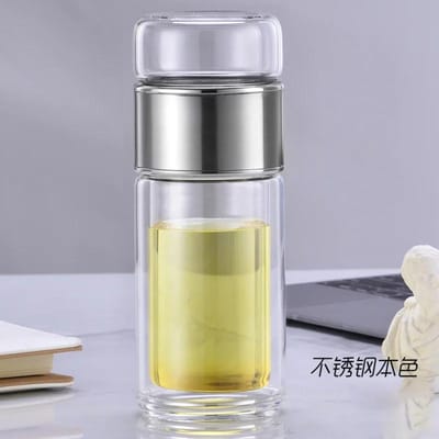 Thee Waterfles Hoog Borosilicaatglas Dubbele Laag Thee Waterbeker Infuser Tumbler Drinkware Waterfles Met Theefilter 280ml