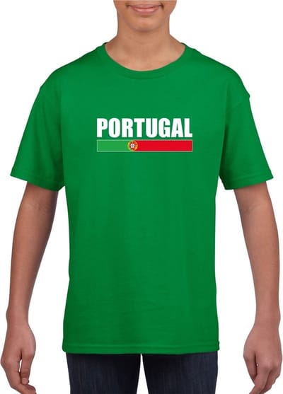 Groen Portugal supporter t-shirt voor heren - Portugese vlag shirts 110/116