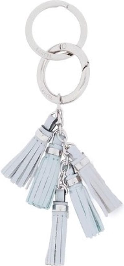 Lancel Sleutelhanger Tassensierraad Pompon leder White 3,5 x 14 x 1,5 cm