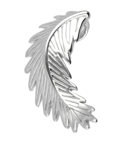 Zilveren Veer eend dons gebogen ketting hanger