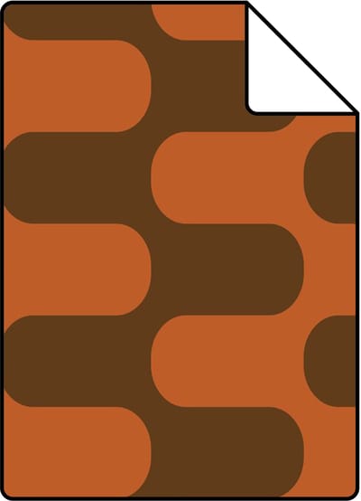 Proefstaal ESTAhome behang golvende lijnen oranje en bruin - 26.5 x 21 cm - 132139-S