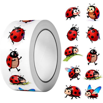 1Roll(500Pcs)10 Autocollants Coccinelles Dessin Animé Irréguliers 2,5 cm / 1'' Décoration Art Artisanat Graffiti Cachet Cadeau Étiquettes Scrapbooking gray