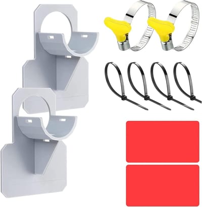 2 stuks zwembadslanghouders, knikbescherming van kunststof, zwembadslanghouder, 30 - 37 mm, zwembadslanghouder met kabelbinders, buishouder geschikt voor zwembad voor Intex en Bestway (grijs)