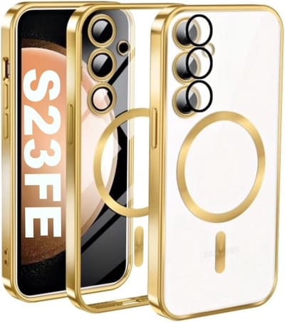TG Techgrip - Hoesje Geschikt voor Samsung S23FE Magsafe Compatible - Back Cover Hoesje met ingebouwde 9H HD camera glas bescherming - Goud Hoes Geschikt voor Samsung Galaxy S23 FE