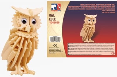 Houten dieren 3D puzzel uil vogel - 7 x 9 x 14 cm - Speelgoed bouwpakket - Kinderen