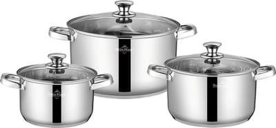 Swiss Haus® DC2006 Pannenset Inductie - 6 Delige Kookpannen met Deksel - PFAS Vrij - Vaatwasser & Ovenbestendig - RVS