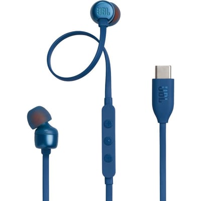 JBL Tune 310C - USB-C Oordopjes voor iPhone 15, 16 & 17 - Bedrade In-ear met Microfoon - Oortjes Bedraad - JBL Pure Bass - Android & Laptop - Blauw