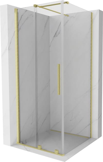 Mexen Velar schuifdouchecabine 90 x 90 , transparant, geborsteld goud - 871-090-090-01-55
