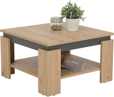 Vierkante Salontafel Hout Melamine Antraciet 68x68x41 cm