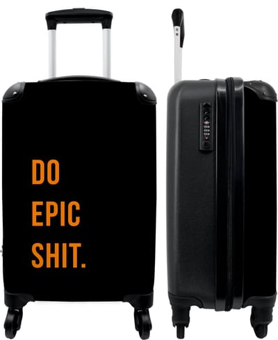NoBoringSuitcases.com - Koffer: Do Epic Shit. - Past binnen 55x40x20 cm en 55x35x25 cm - Reizen cadeau - Zwart handbagage koffertje - Valiezen met wieltjes volwassenen - Zwarte reistas - Reiskoffer op wielen klein - Rolkoffer trolley lichtgewicht