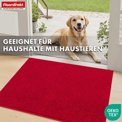 FLOORDIREKT Schoonloopmat Nasa - Zachte & Waterabsorberende Deurmat - Rood 120 x 180 cm - Voor Binnen & Buiten - Antislip Onderzijde - Verkrijgbaar in 5 Kleuren & 8 Maten