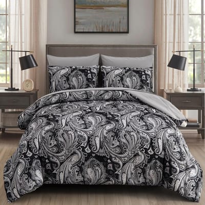 Paisley Dekbedovertrek Set Queen Size, 3-delige Quilt Cover Boho Beddengoed Set Zacht Alle Seizoenen 1 Dekbedovertrek 2 Kussenslopen Volledige Maat 150x200cm 3pcs