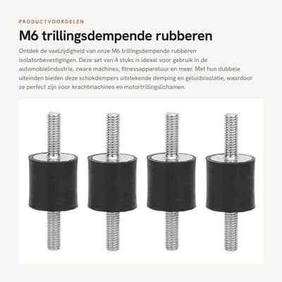 Dailygoods- Trillingsdempende Isolator - Rubber - 4 Stuks - M6 - Schokdempers - Schroefdemping - Geschikt voor Auto en Machines - Schokdemper