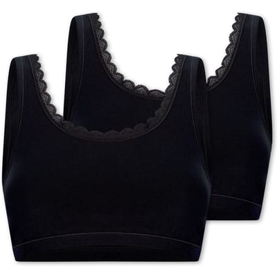 Uncover by Schiesser - 2PACK Bustier Cotton Lace - Dames - zwart