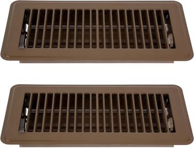 Vloerregister Ventilatieopeningen - Rooster Vloer - Luchtstroom Verbeteren - Duurzaam Metaal - 10 x 25 cm - Bruin
