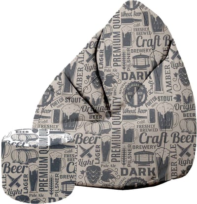 DreamRoots Oxford Zitzak voor Volwassenen – Luxe Beanbag met Voetsteun en Afneembare Hoes – Inclusief Vulling – 80x80x120 cm - Beer