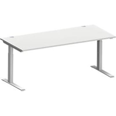 Schäfer Shop Genius MODENA FLEX bureau, C-poot rechthoekige buis, B 1800 x D 800 mm, aluminium lichtgrijs/wit
