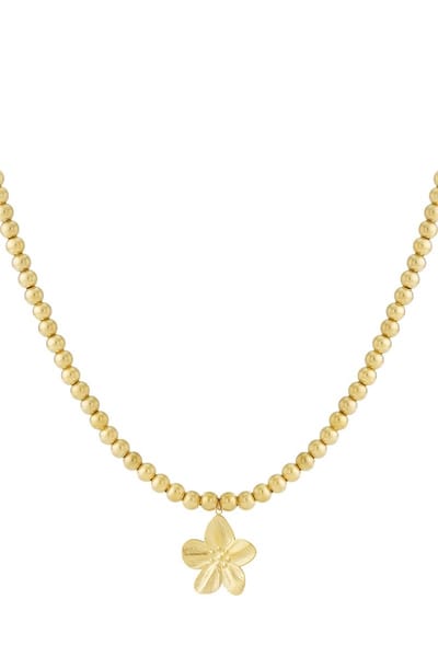Bijoutheek Collier Ballen Hol Bloem Goud