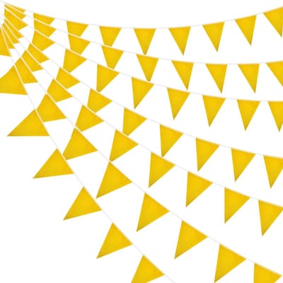 Dailygoods- Vlaggenlijn 20 meter - Herbruikbare Vlaggenlijn - Feestdecoratie - Gouden Vlaggenlijn - Waterdichte Wimpelvlaggen - Hoogwaardig Polyester