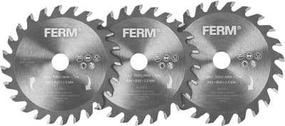 FERM - CSA1060 - Zaagbladenset - Diameter - 85mm - Asgat: - 10mm - 24 tanden - TCT - 3 stuks - voor - ACTION - Mini cirkelzaag - CSM1053