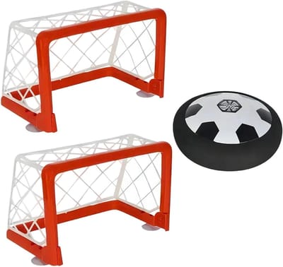 Elektrische hoekschijf - Luchthockey speelgoed - Indoor entertainment - Drijvende luchttechnologie - 47 cm lang - Voetbal met verlichting